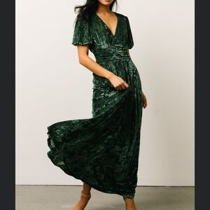 LIKE NEW Baltic Born Leslie Pine Green Velvet Dress, Large